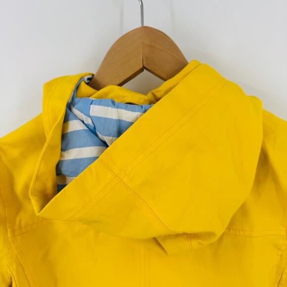 Boden Yellow Hooded Jacket Cotton Striped Lining Button Zip Front Size 2 - Picture 6 of 10